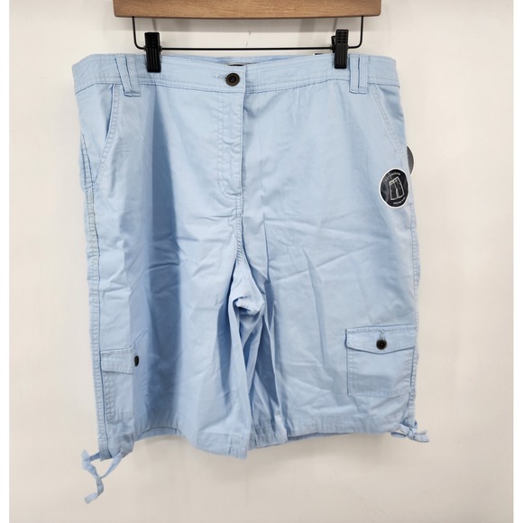 Karen Scott Pants - Karen Scott Blue Tummy Control Cargo Bermuda Short Size 16 Coastal Summer Casual